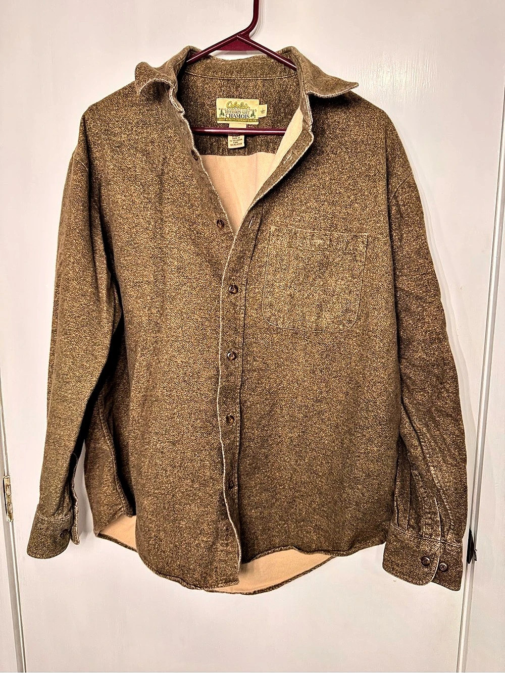 Cabela's Deerskin Soft Chamois Shirt Men's Brown Size Large